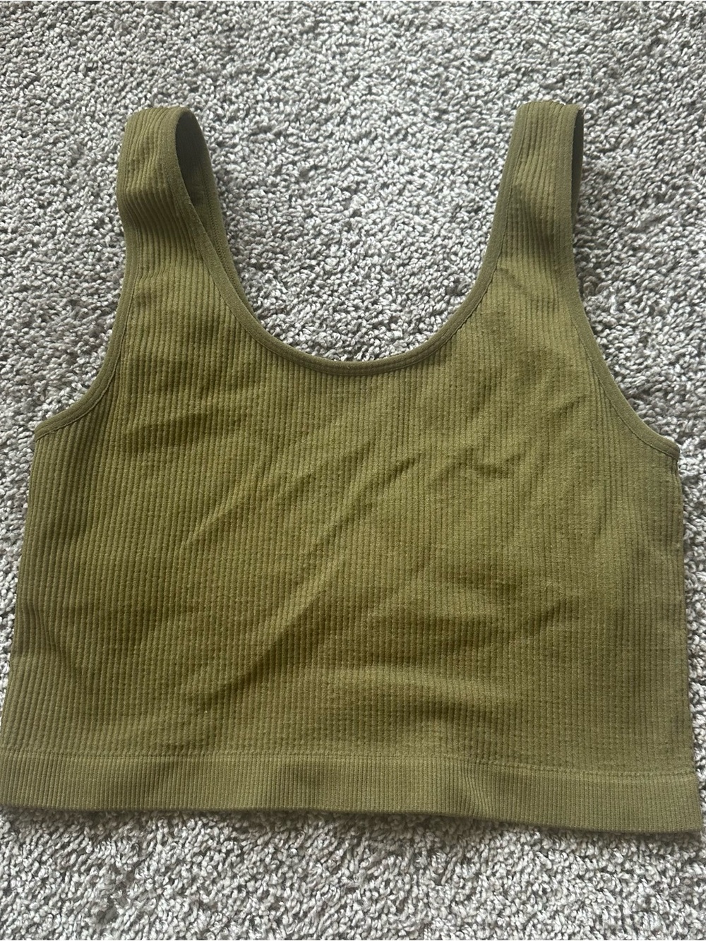 Forever 21 Olive Ribbed Scoop Tank Top - Women